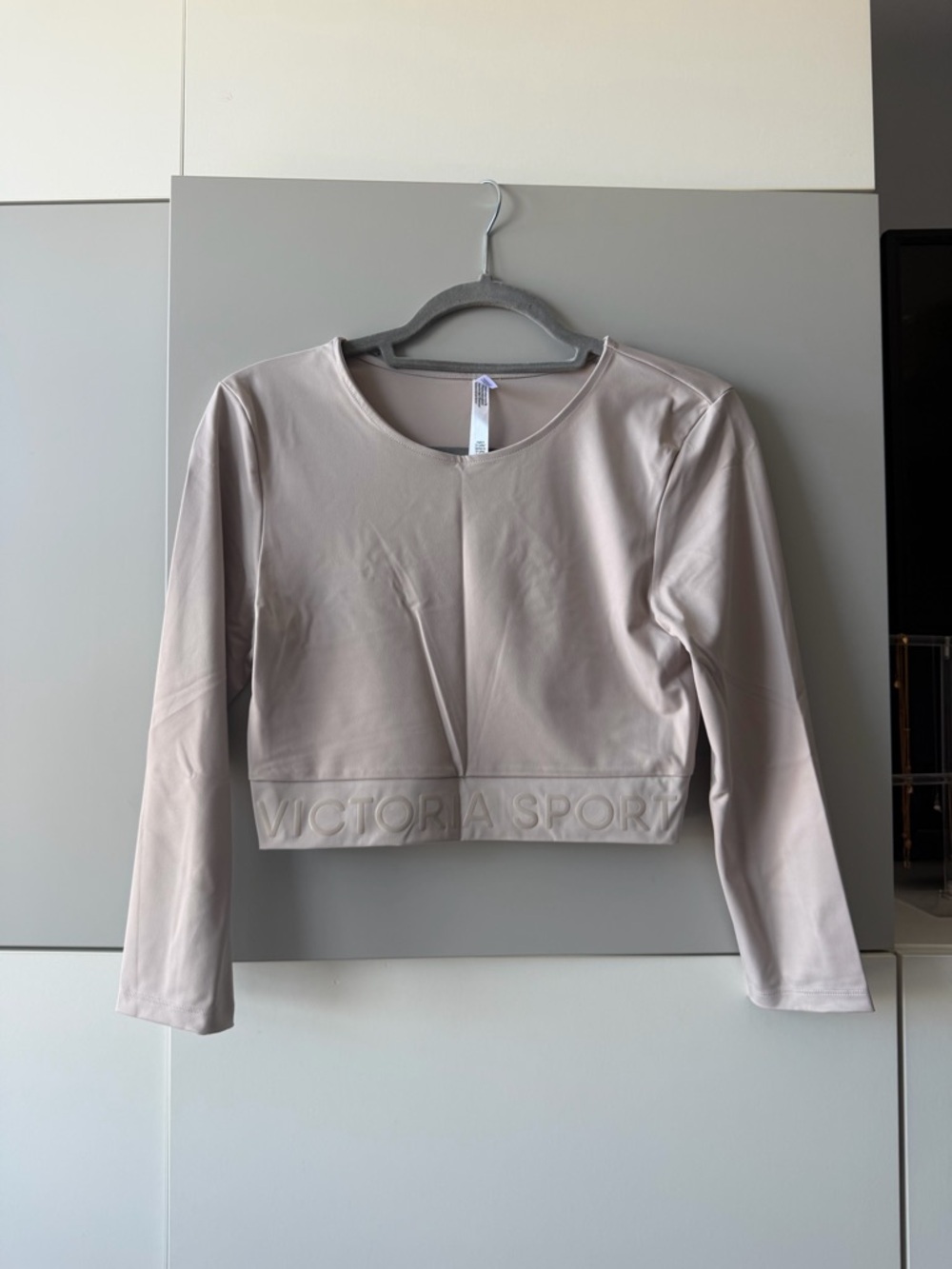 Victoria's Secret Long Sleeve Cropped Top - Taupe Beige